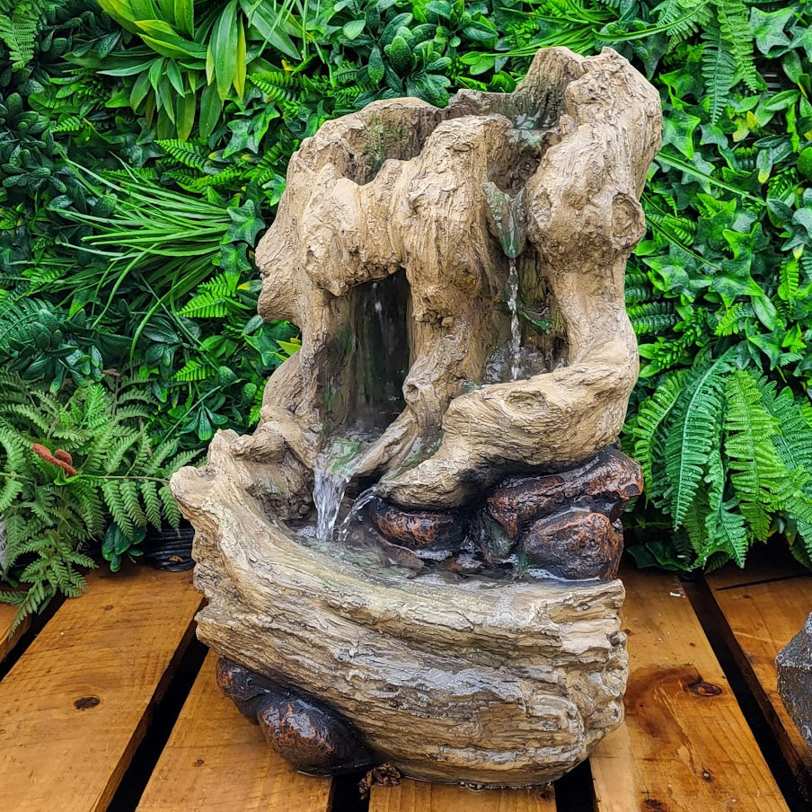 Alder Log Effect Waterfall Fountain - No Plumbing Required