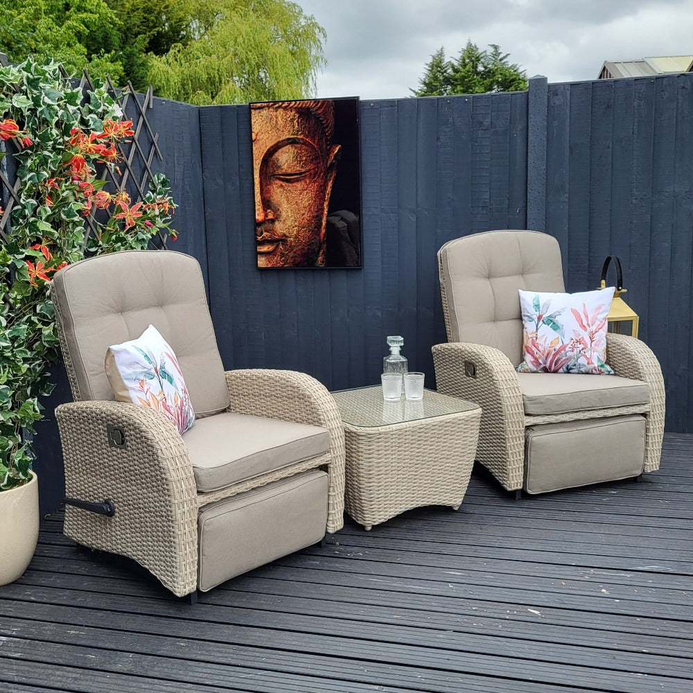 Reclining & Rocking Bistro Set In Natural - Bowness By Vila