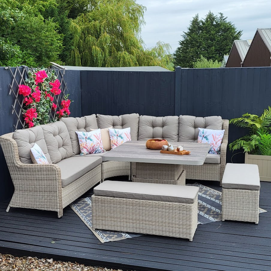 EX-DISPLAY - Large Corner Set with Adjustable Table in Natural - Langdale By Vila