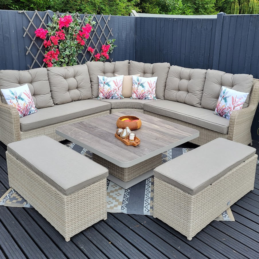 EX-DISPLAY - Large Corner Set with Adjustable Table in Natural - Langdale By Vila