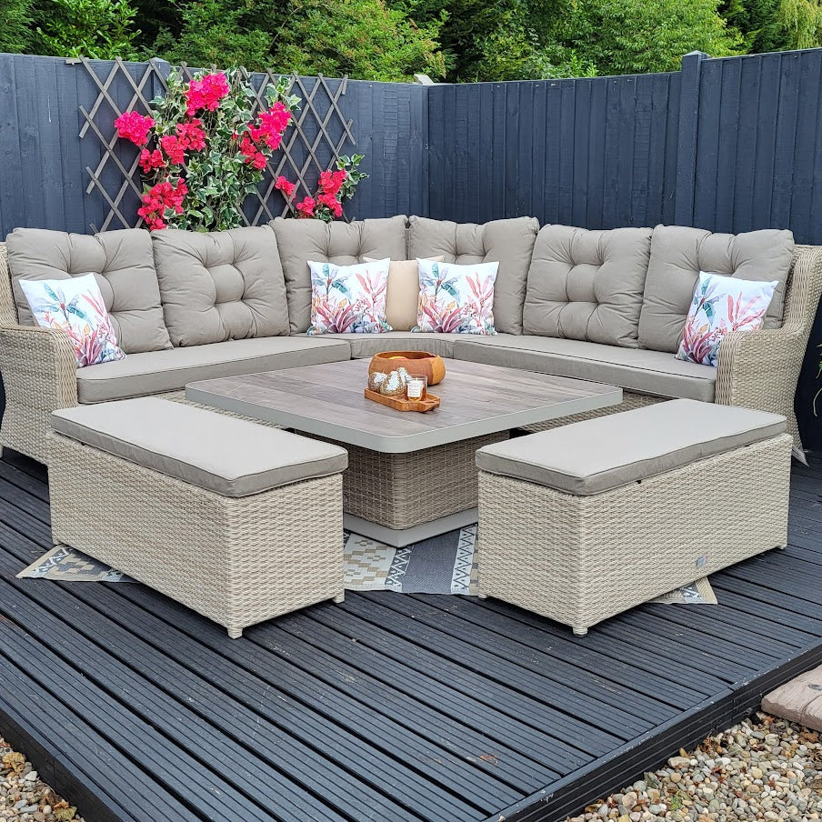 EX-DISPLAY - Large Corner Set with Adjustable Table in Natural - Langdale By Vila