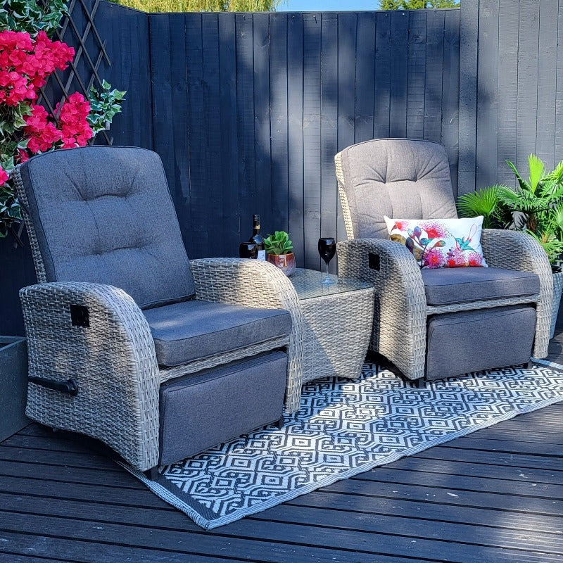 Reclining & Rocking Bistro Set in Grey - Bowness By Vila