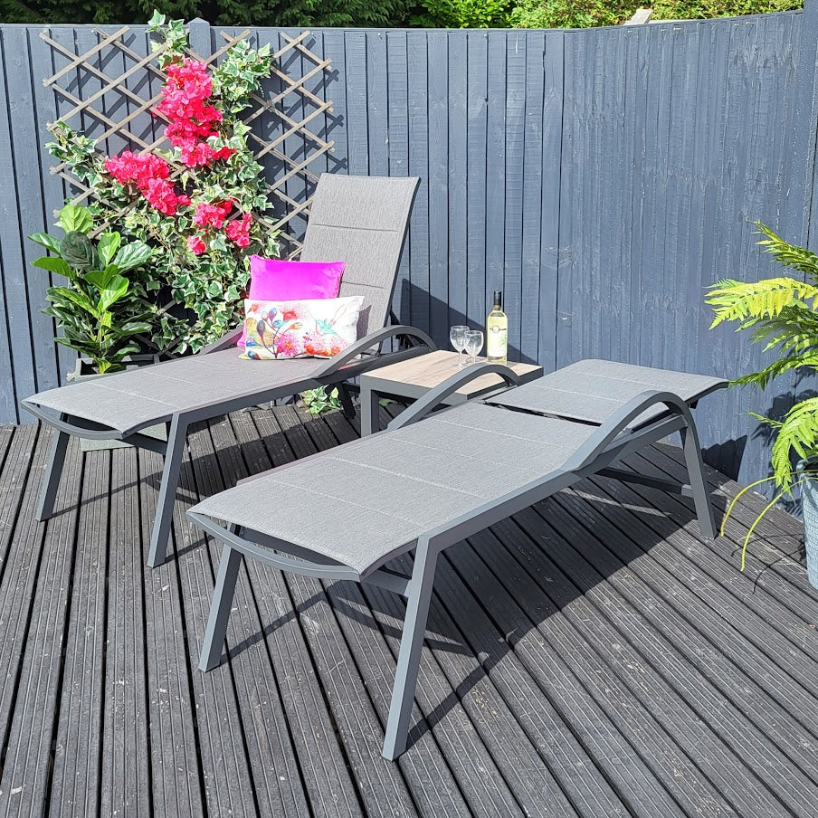 Triton Reclining Sun loungers with Ceramic Top Side Table | Vila