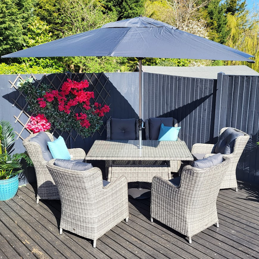Outdoor Dining 6 Seat Rectangular in Grey - Seville By Katie Blake - Warehouse Clearance