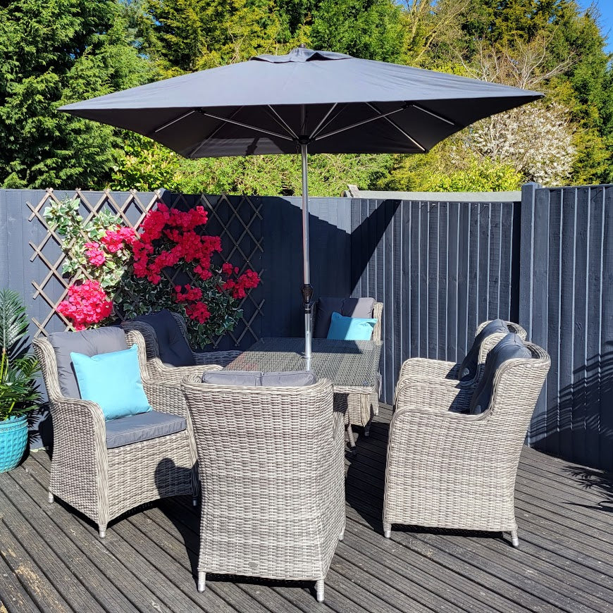 Outdoor Dining 6 Seat Rectangular in Grey - Seville By Katie Blake - Warehouse Clearance