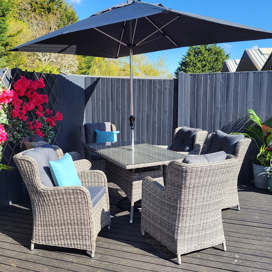 Outdoor Dining 6 Seat Rectangular in Grey - Seville By Katie Blake - Warehouse Clearance