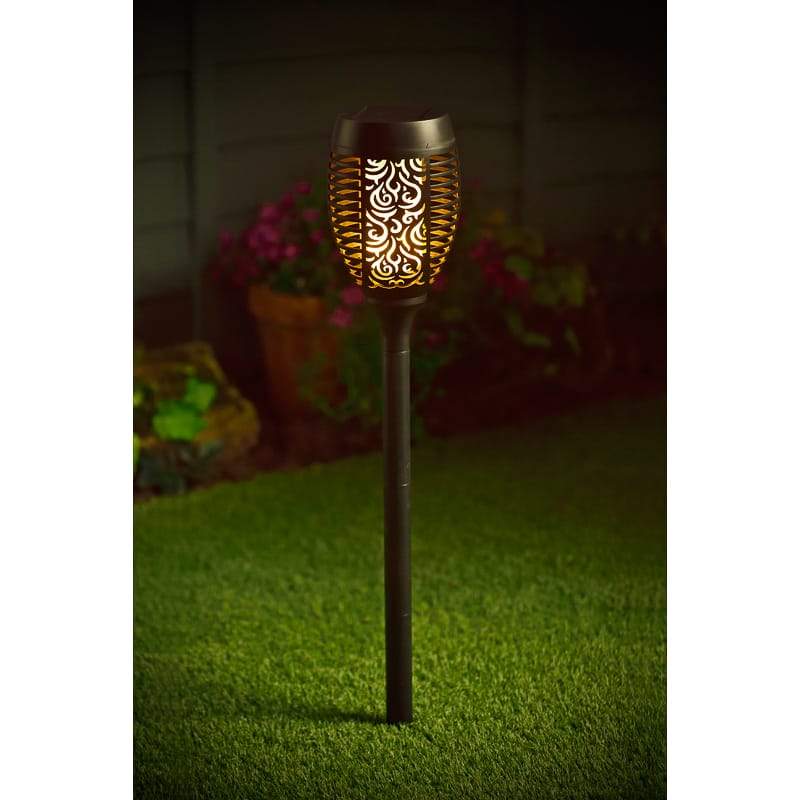Solar Stake Garden Light With Real Flame Effect