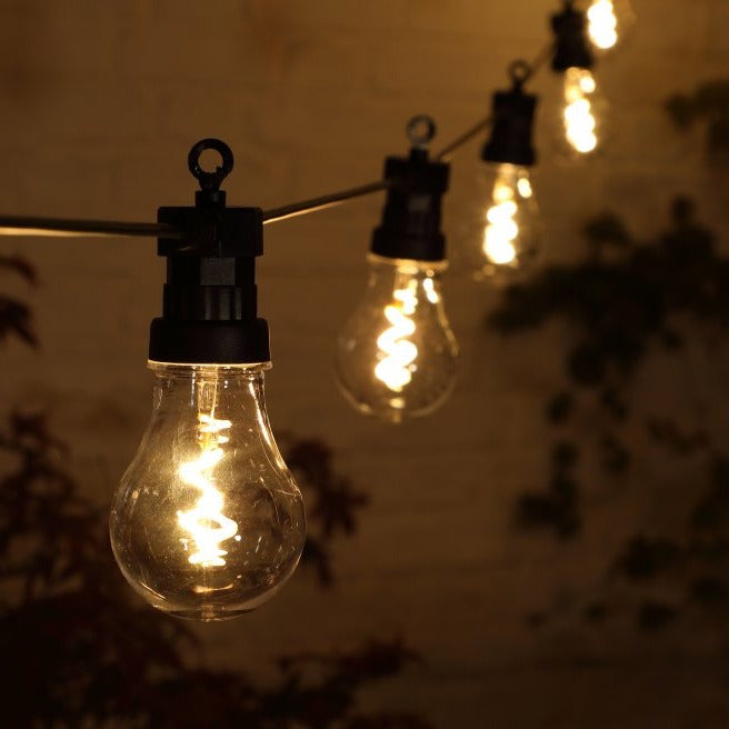 20 LED Connectable Spiral Filament Outdoor Festoon Bulbs Lights - Mains Operated