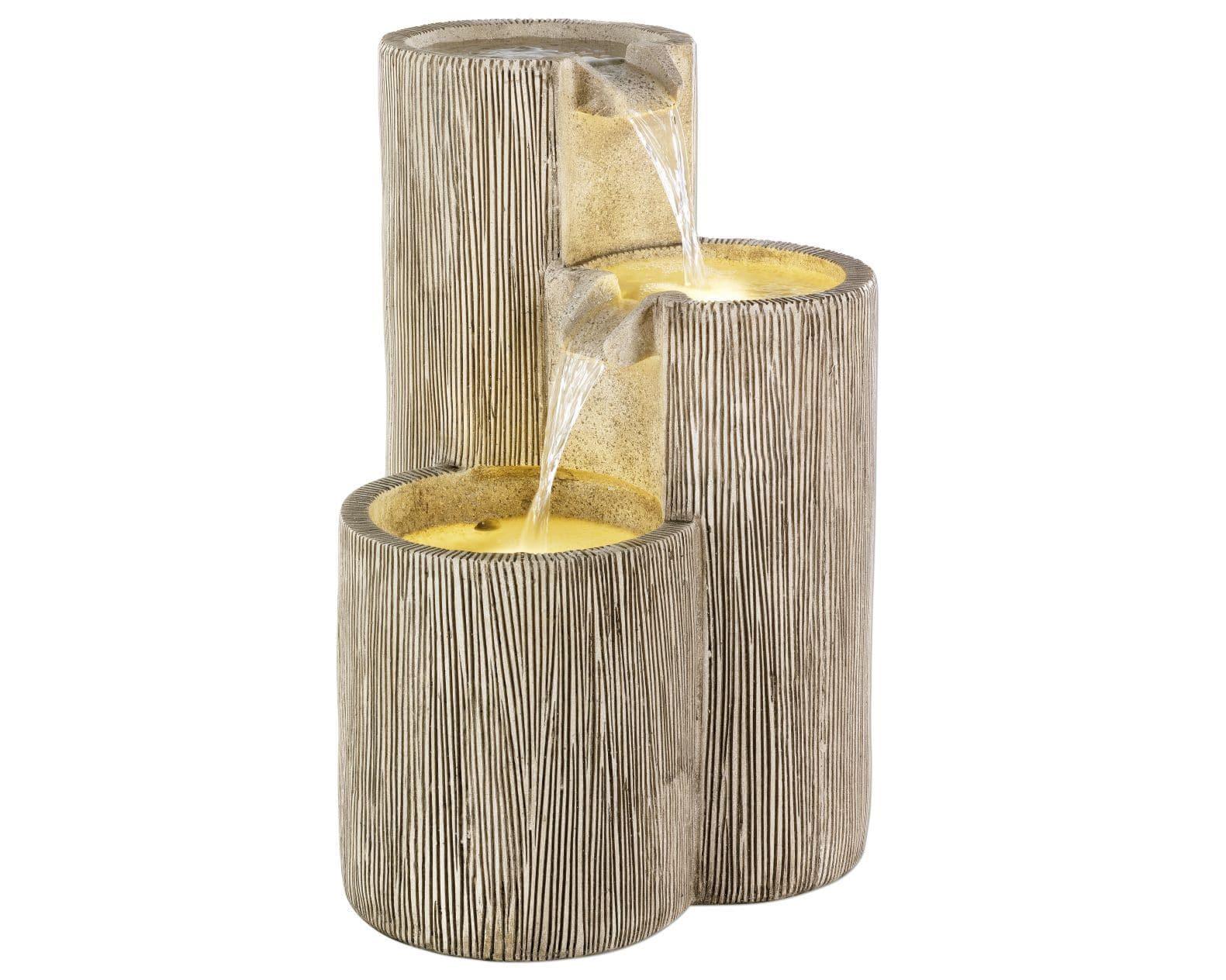 Volos Tiered LED Water Feature with Fountain - No Plumbing Required