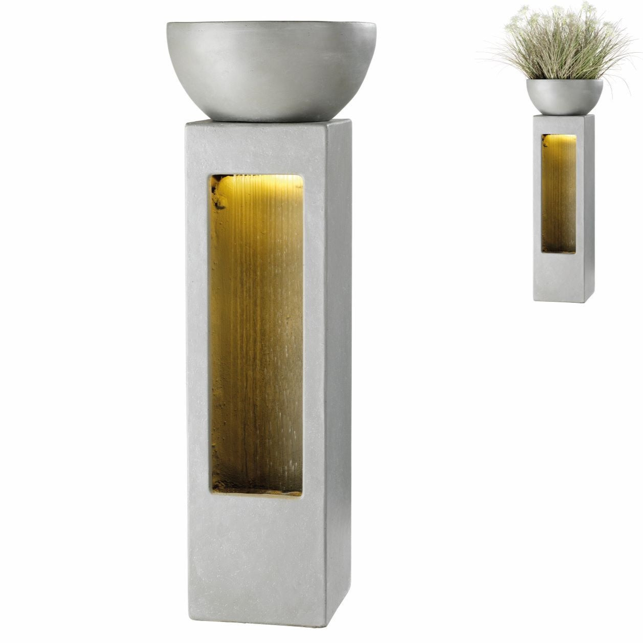 Artemis Cascading Water Feature Column with Planter - No Plumbing Required