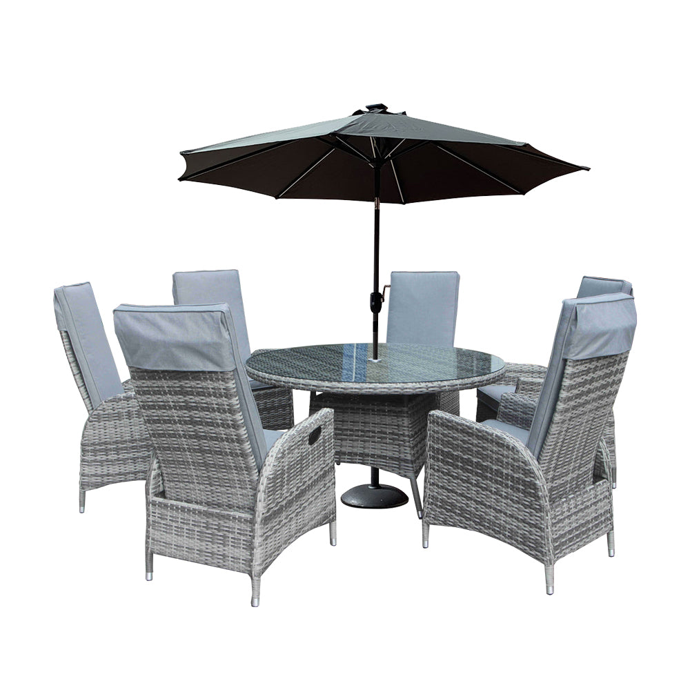 Reclining Round 6 Seat Dining Set - Double Moon By Vila - Warehouse Clearance