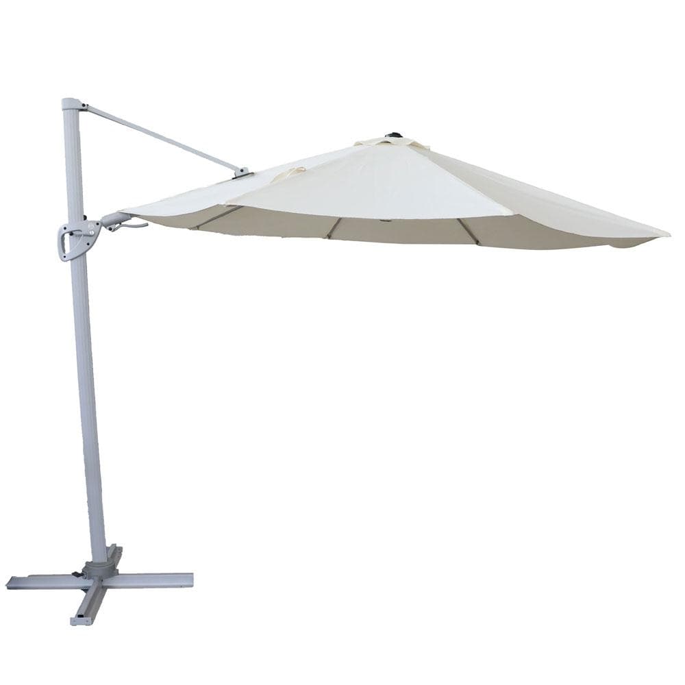 Pacific Cantilever Parasol 3m Round in Natural Including Base - By Hartman