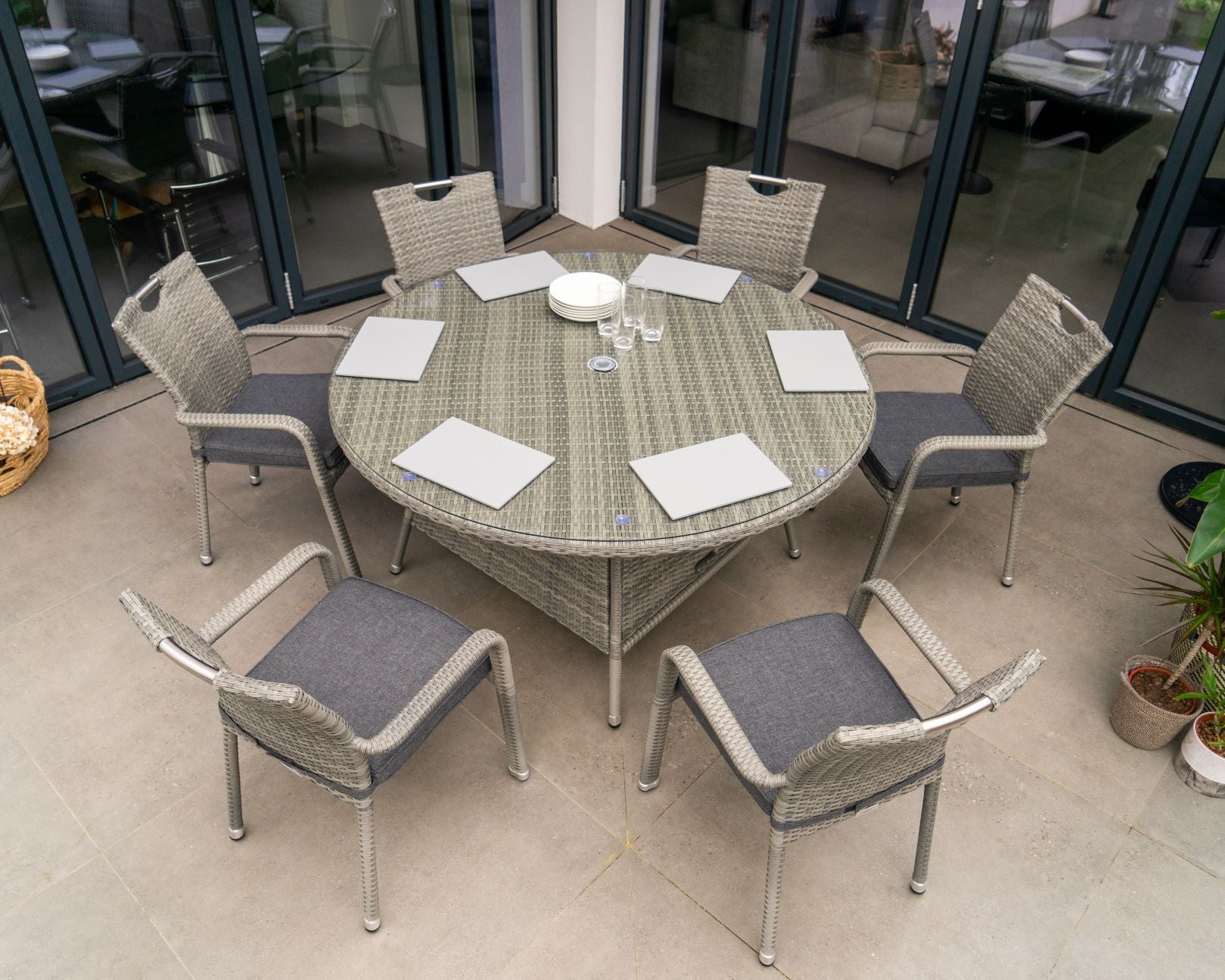 EX-DISPLAY Stackable 6 Seat Round Dining Set - By Vila