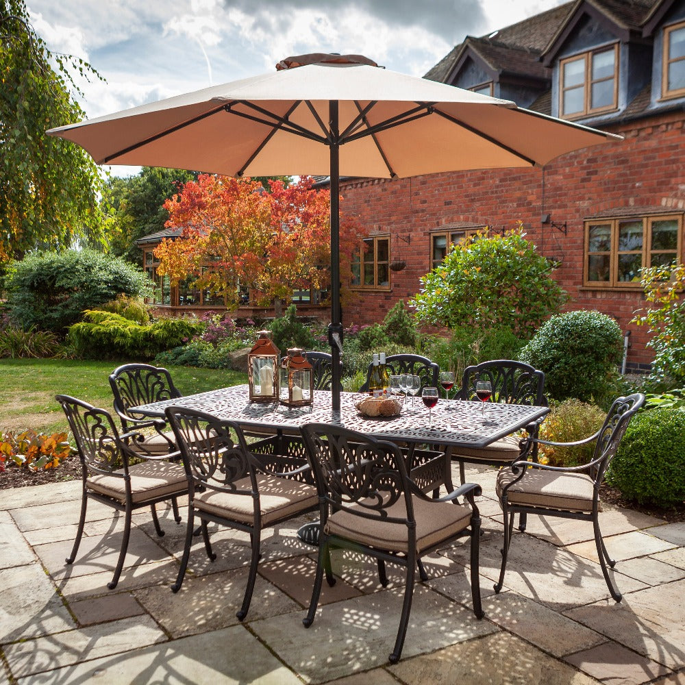 Outdoor Dining 8 Seat Rectangular in Cast Aluminium - Amalfi By Hartman