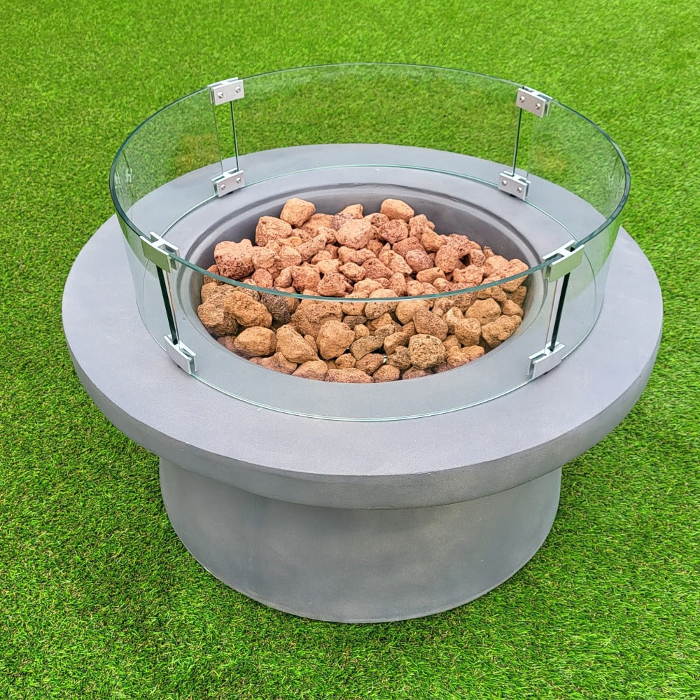 San Antonio Gas Firepit Bowl in Grey - FREE Wind Guard
