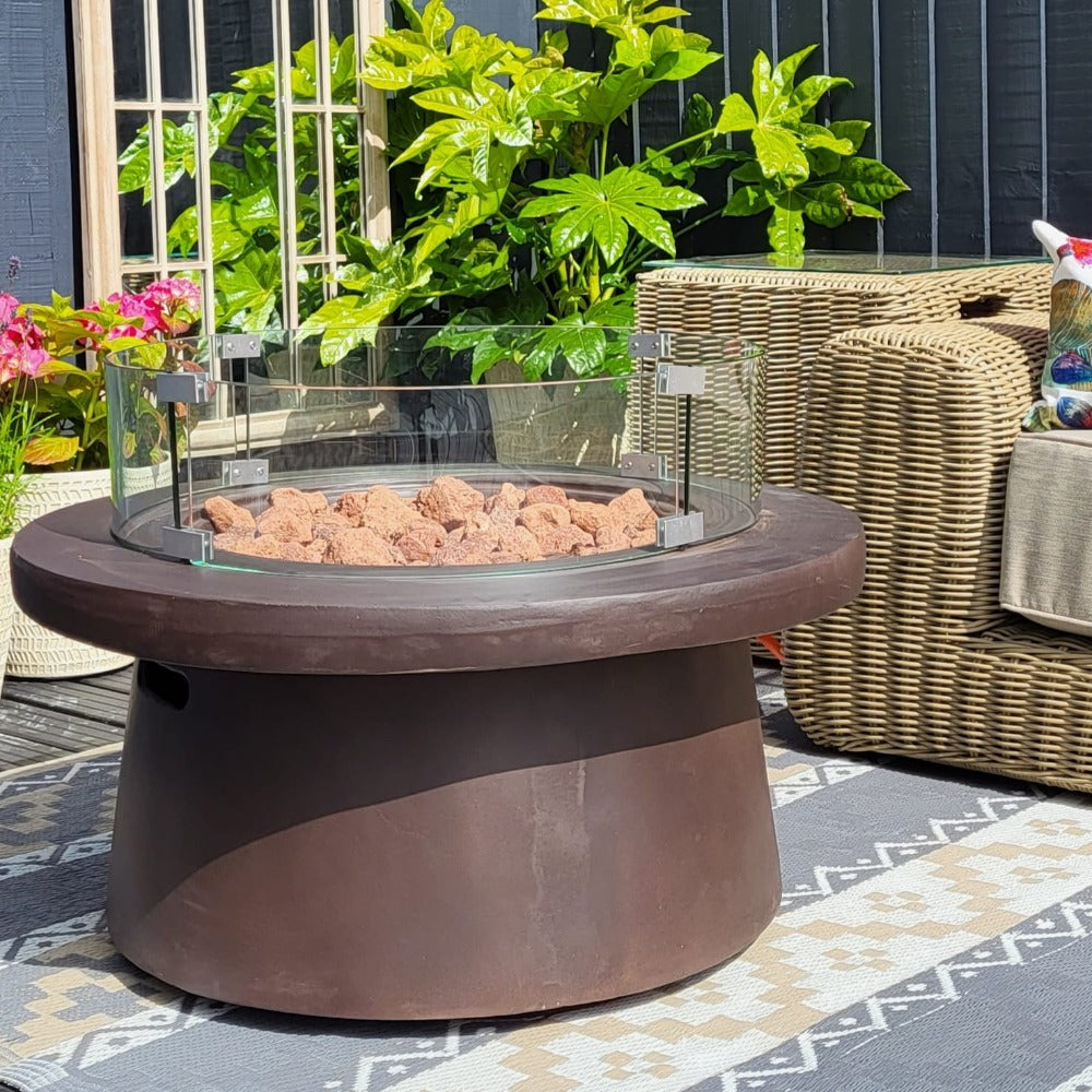 San Antonio Gas Firepit Bowl in Brown - FREE Wind Guard