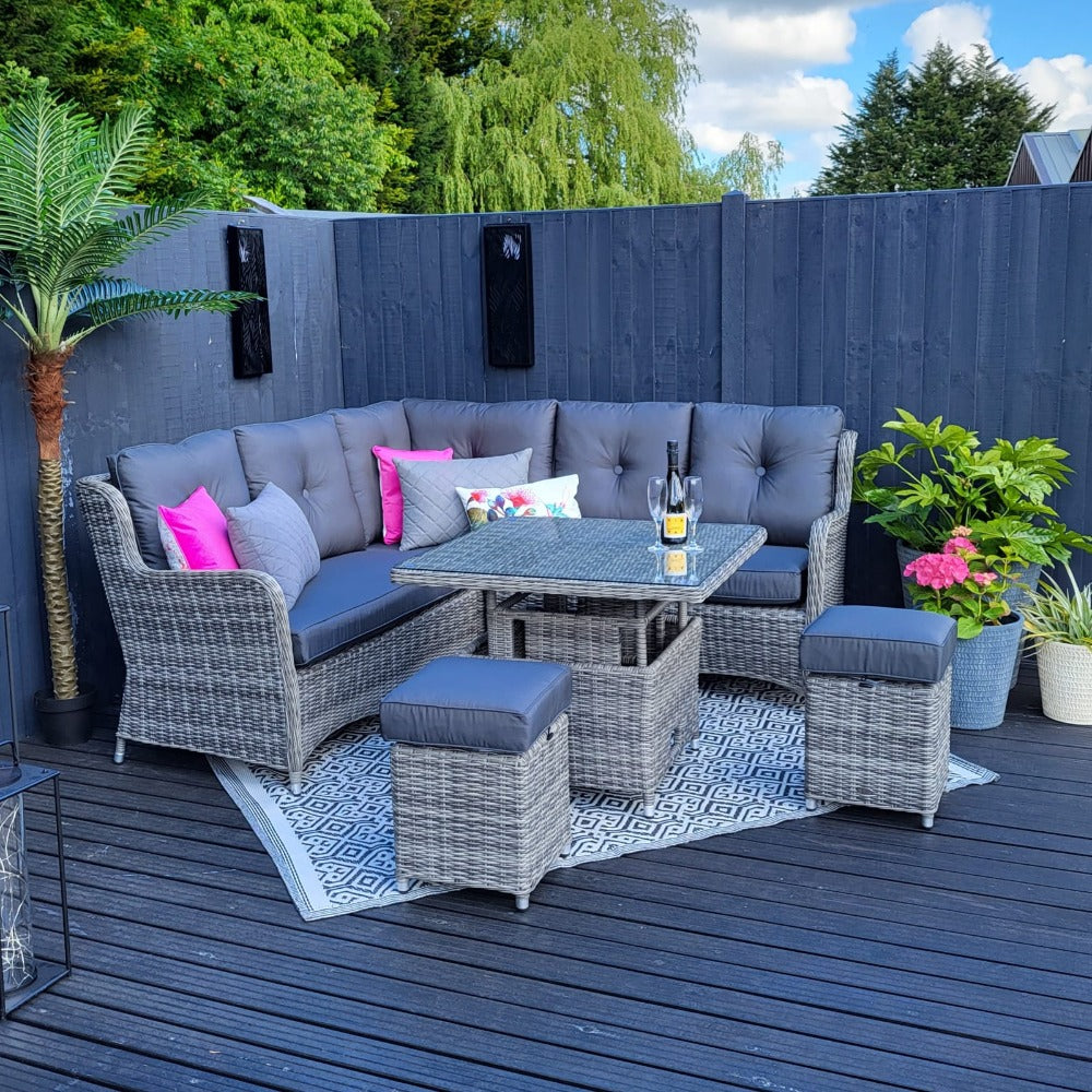 Seville Compact Corner with Adjustable Table in Grey | Katie Blake (Free Cover)