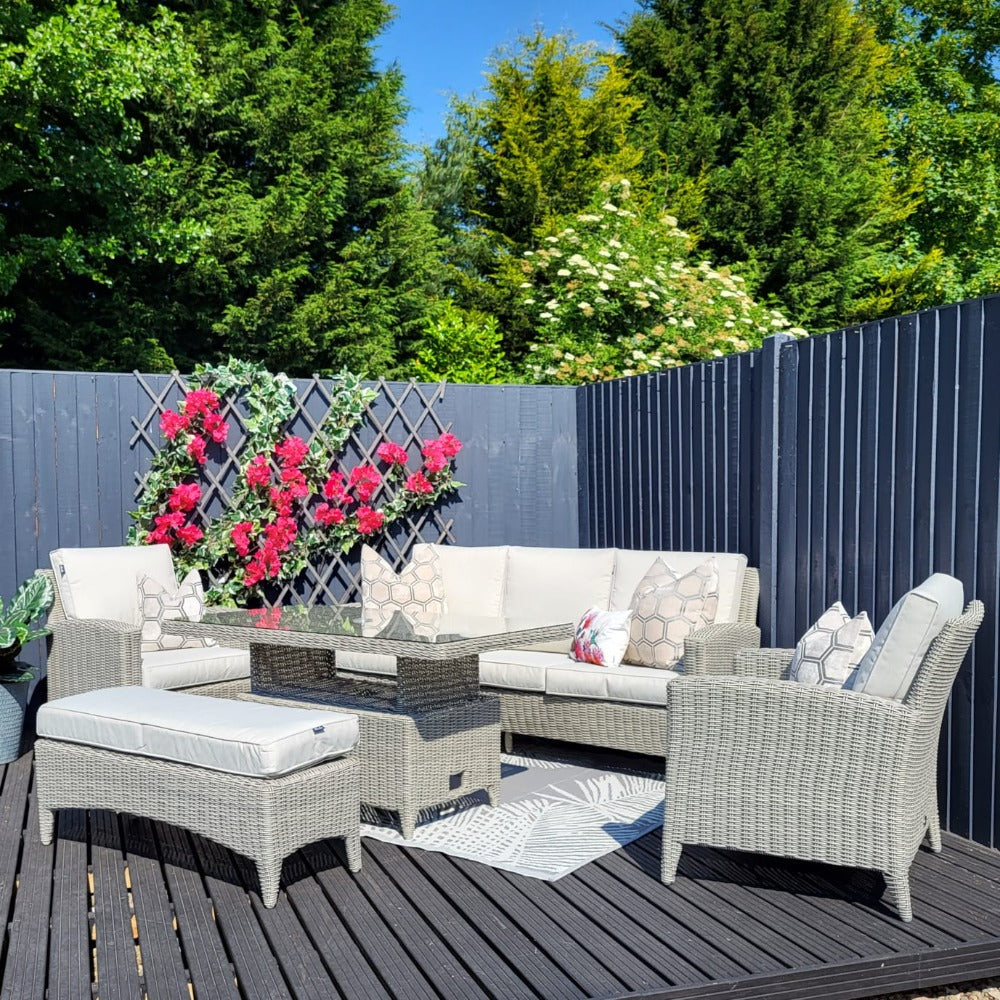 Outdoor Lounge with Adjustable Table - Valencia By Harbo - Warehouse Clearance