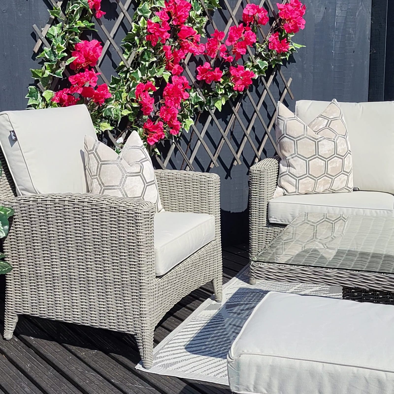 Outdoor Lounge with Adjustable Table - Valencia By Harbo - Warehouse Clearance