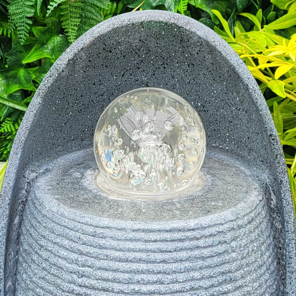 Alimos Colour Changing Oval Water Feature with Fountain - No Plumbing Required