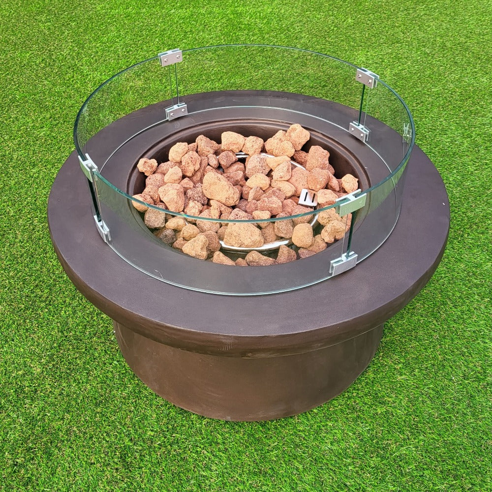San Antonio Gas Firepit Bowl in Brown - FREE Wind Guard