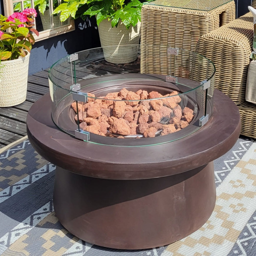San Antonio Gas Firepit Bowl in Brown - FREE Wind Guard