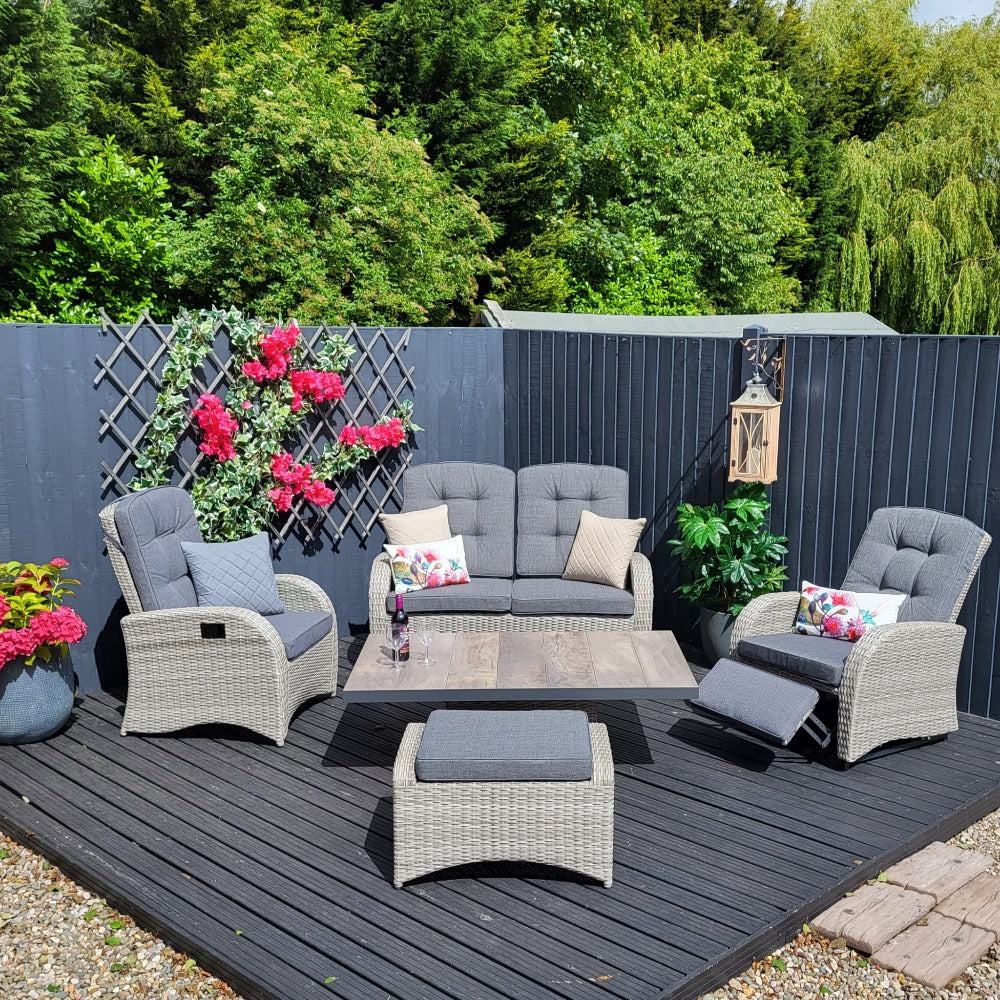 Rocking & Reclining Lounge Set with Adjustable Table in Grey - Bowness By Vila