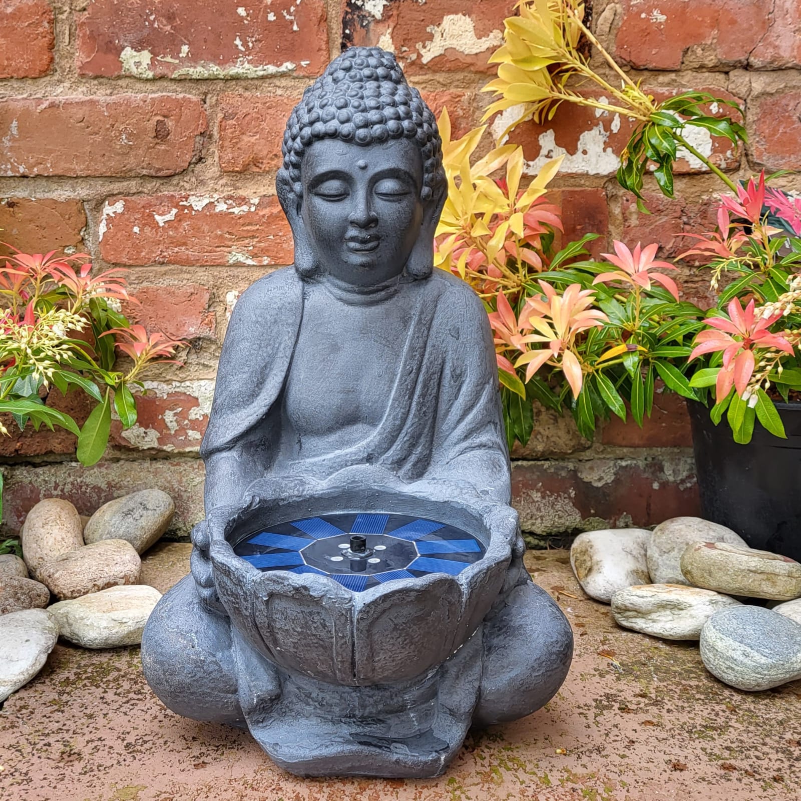 Solar Powered Buddha Water Fountain - No Plumbing