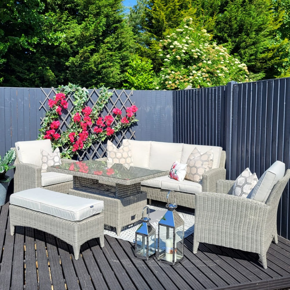 Outdoor Lounge with Adjustable Table - Valencia By Harbo - Warehouse Clearance