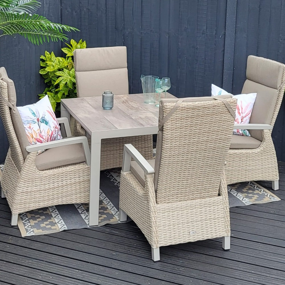 Outdoor Dining 4 Seat Reclining in Natural - Kendal By Vila