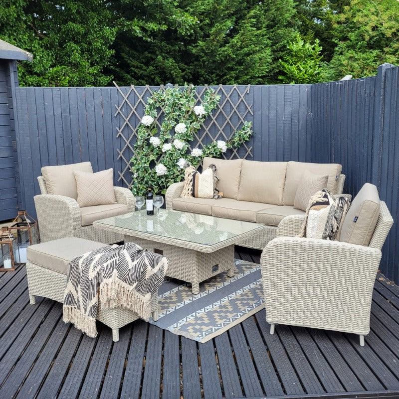 Outdoor Lounge with Adjustable Table - Haven Pebble By Harbo