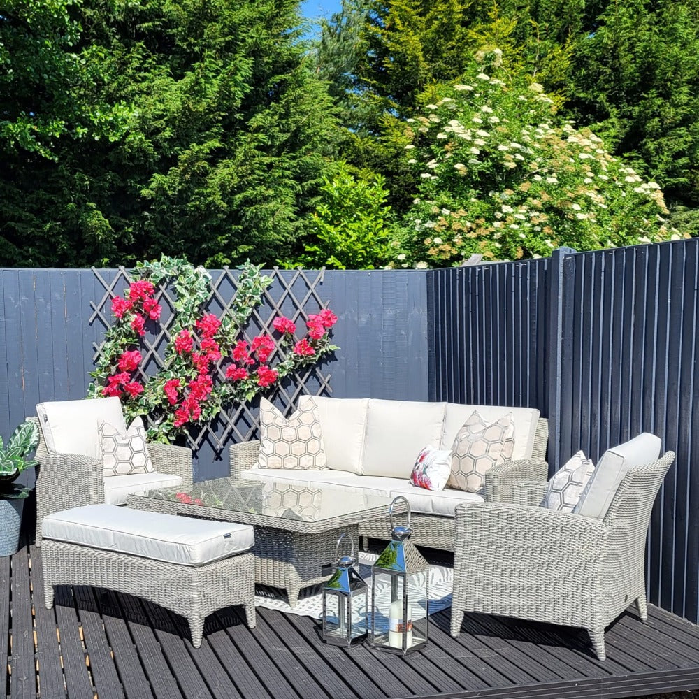 Outdoor Lounge with Adjustable Table - Valencia By Harbo - Warehouse Clearance