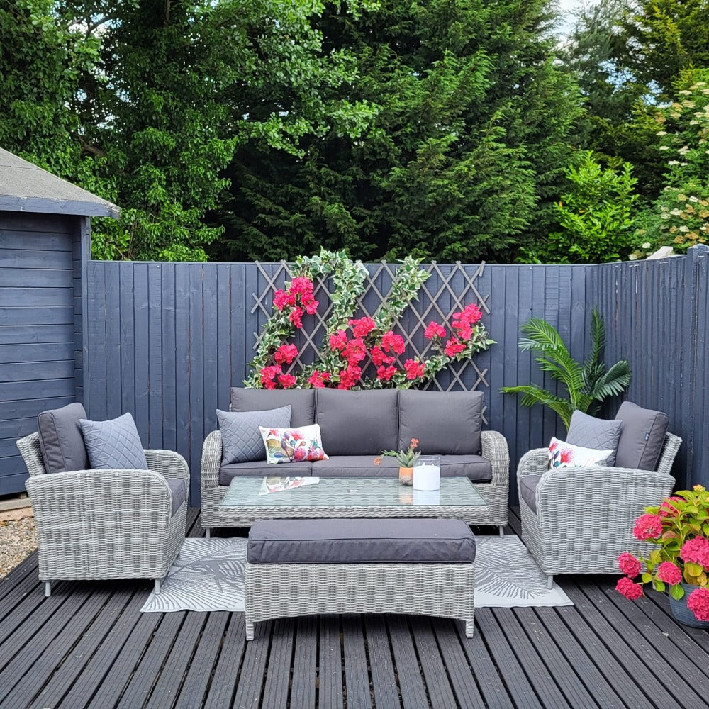 Outdoor Lounge with Adjustable Table in Grey - Club By Harbo - Warehouse Clearance