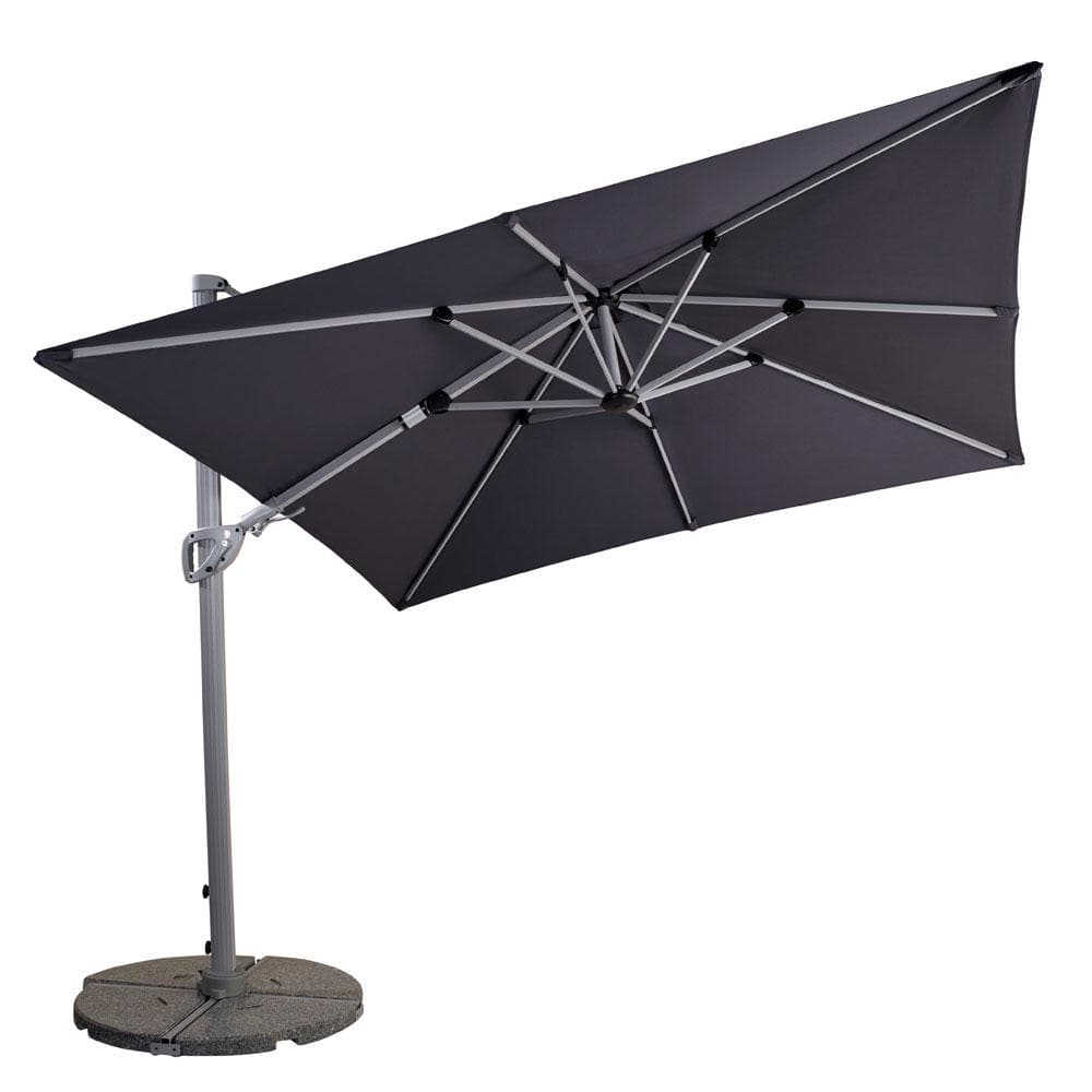 Pacific Cantilever Parasol 2.7m Square in Dark Grey Including Base - By Hartman