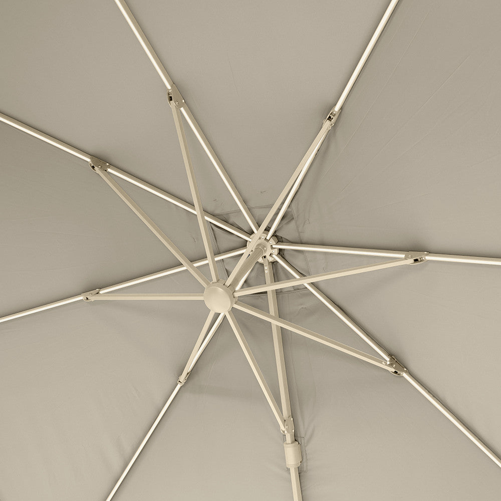 Glow Challenger T2 3m Square Sandstone / Champagne Free Arm Parasol | Pacific Lifestyle