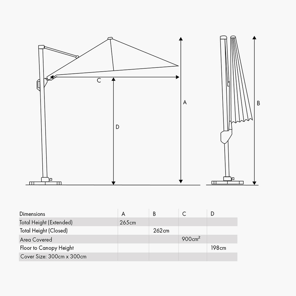 Glow Challenger T2 3m Square Sandstone / Champagne Free Arm Parasol | Pacific Lifestyle