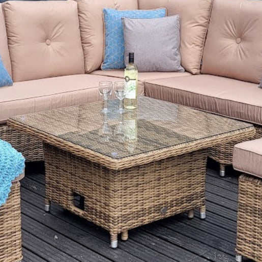 Seville 90cm x 90 cm Adjustable Table in Natural | Katie Blake