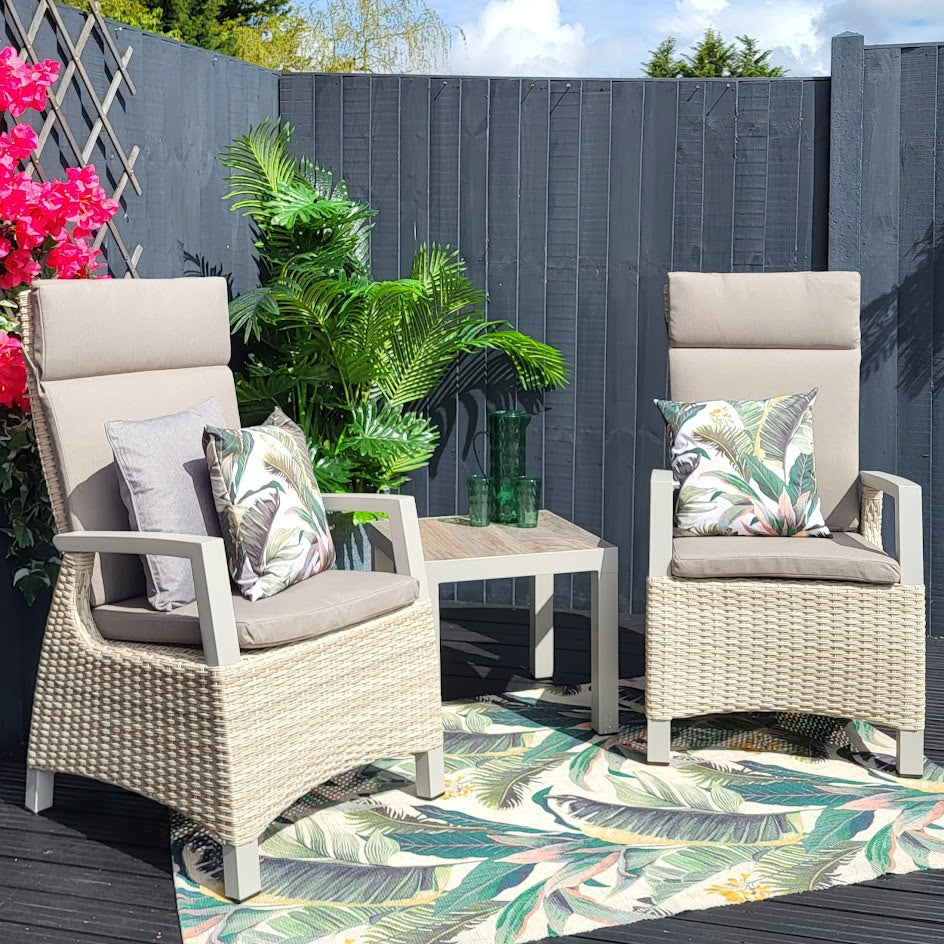 Reclining Outdoor Bistro Set in Natural - Kendal By Vila