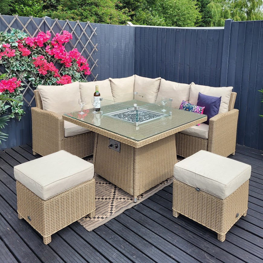 Compact Corner with Firepit Table in Willow - Ciara By Nova