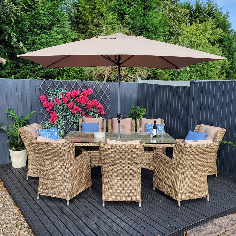 Outdoor Dining 8 Seat Rectangular in Natural - Seville By Katie Blake