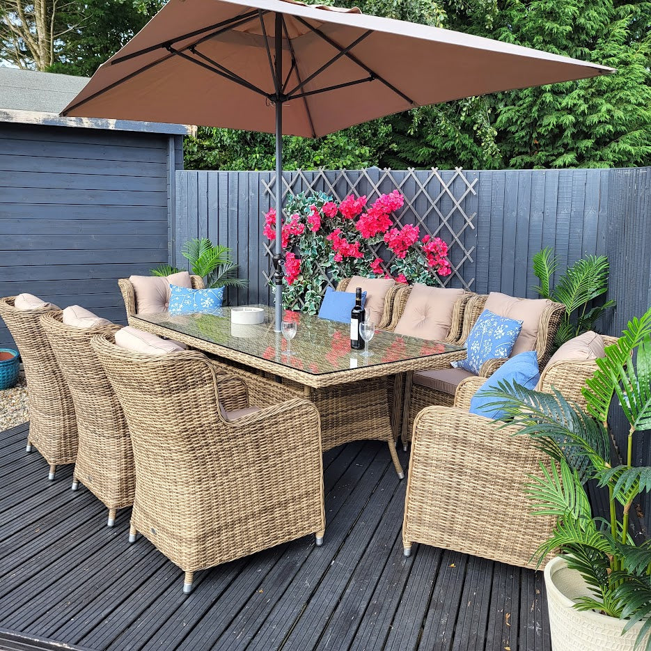 Outdoor Dining 8 Seat Rectangular in Natural - Seville By Katie Blake