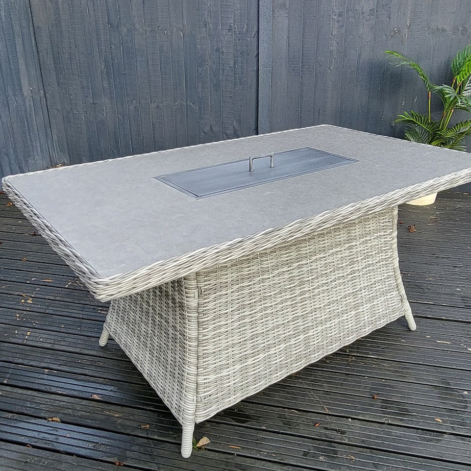 Large Corner with Firepit Table in Grey - Club By Harbo