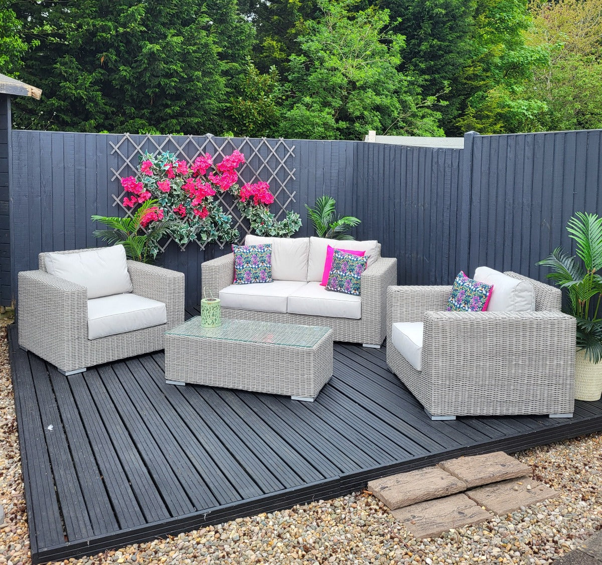 Outdoor Wide Arm 2 Seat Sofa Set with Coffee Table - Olivia By Harbo
