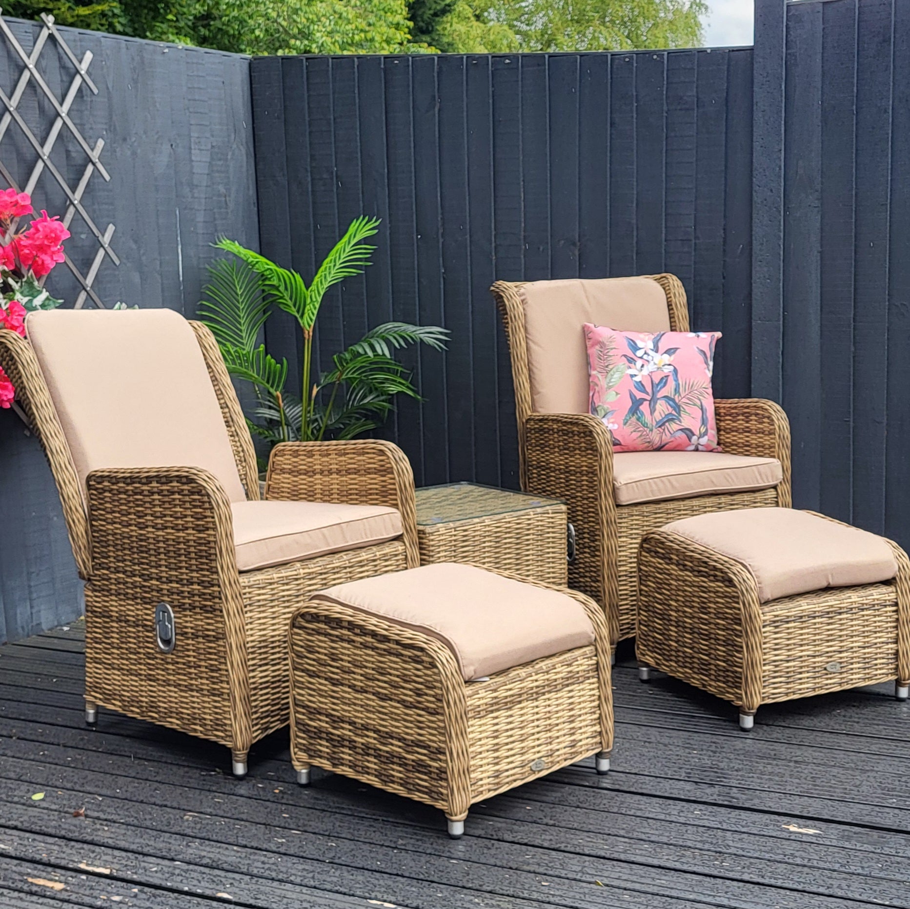Seville Reclining Bistro Set in Natural | Katie Blake (Free Cover)