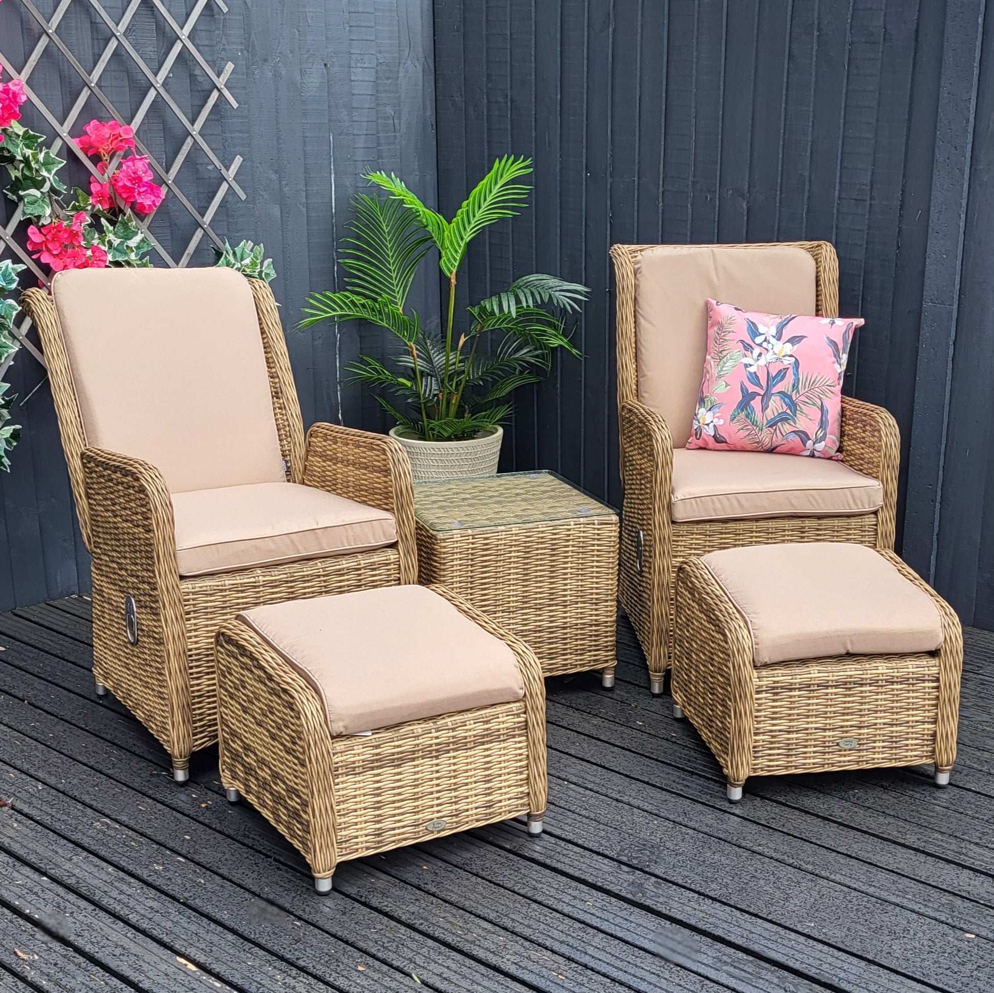Seville Reclining Bistro Set in Natural | Katie Blake (Free Cover)