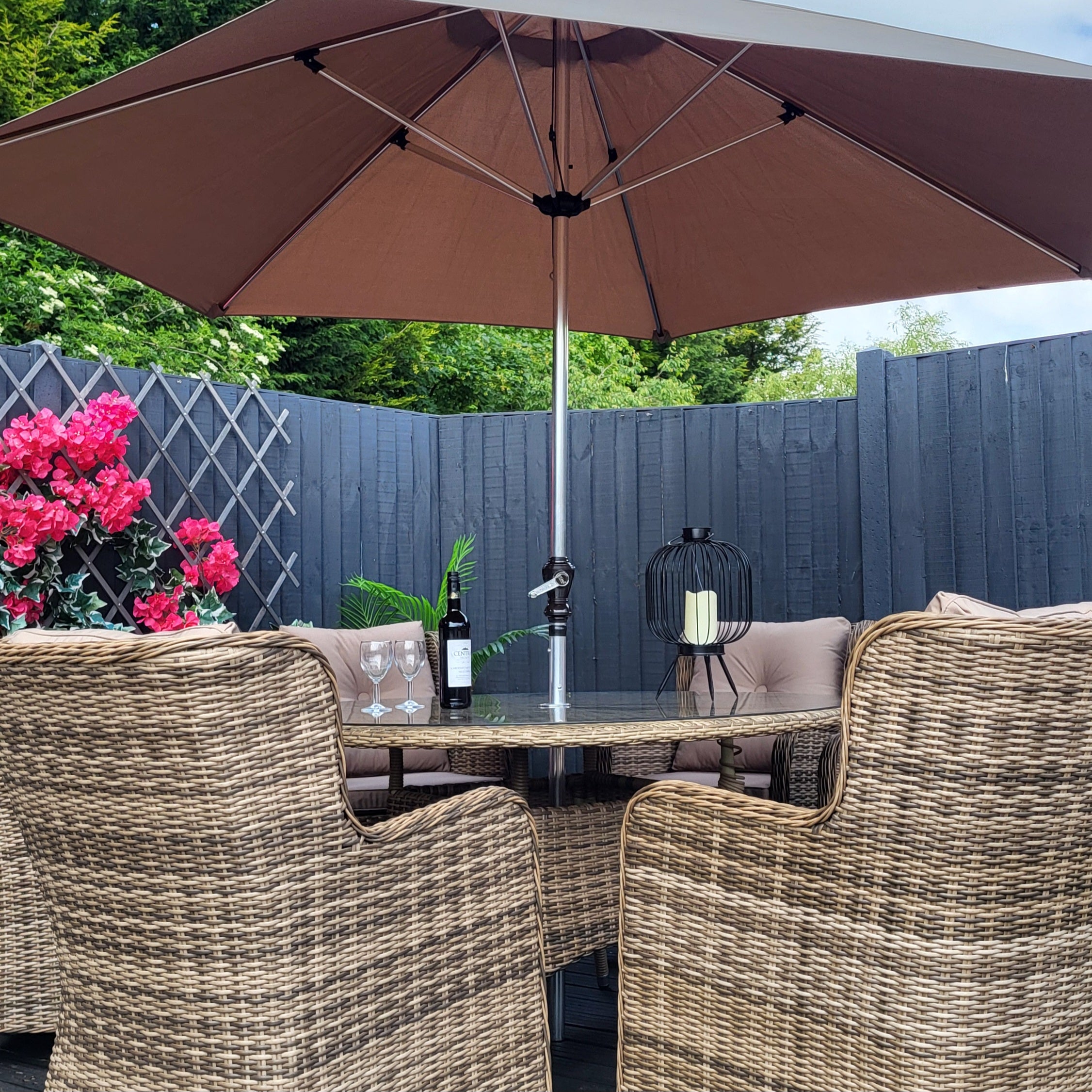 Outdoor 6 Seat Round Dining Set in Natural - Seville By Katie Blake