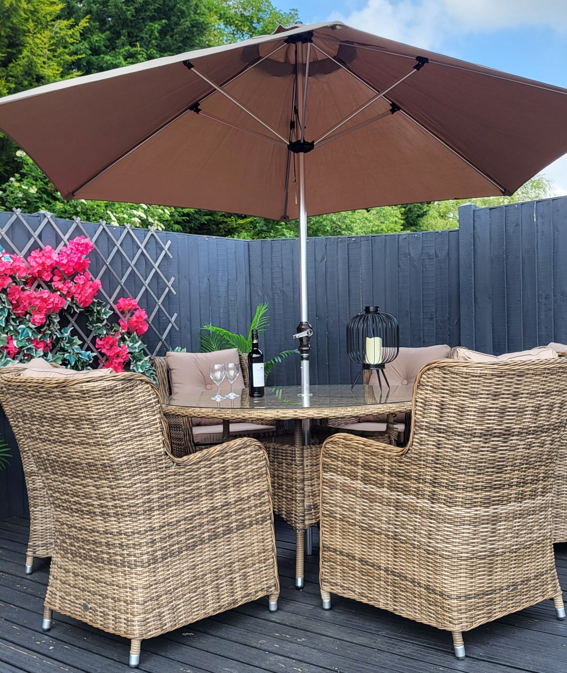 Outdoor 6 Seat Round Dining Set in Natural - Seville By Katie Blake