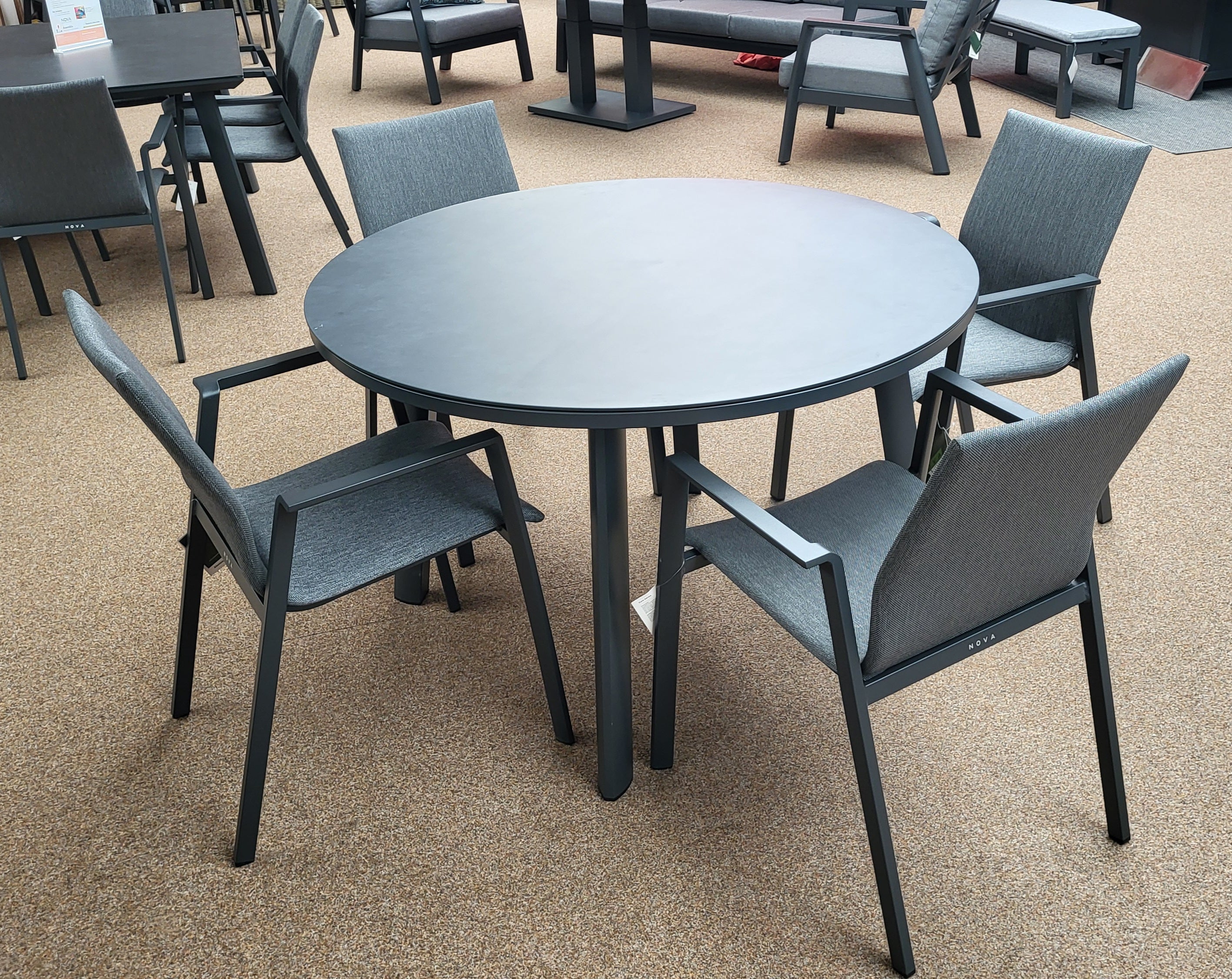 Phoenix 4 Seat Dining Set - 1.2m Round Table in Grey | Nova
