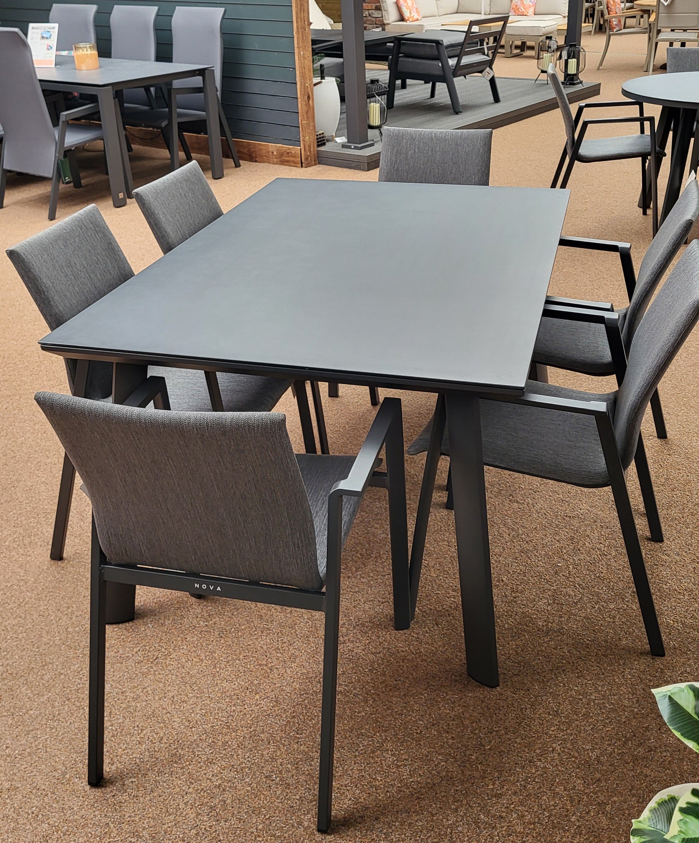 Phoenix 6 Seat Dining Set - 1.5m x 1.0m Rectangular Table in Grey | Nova