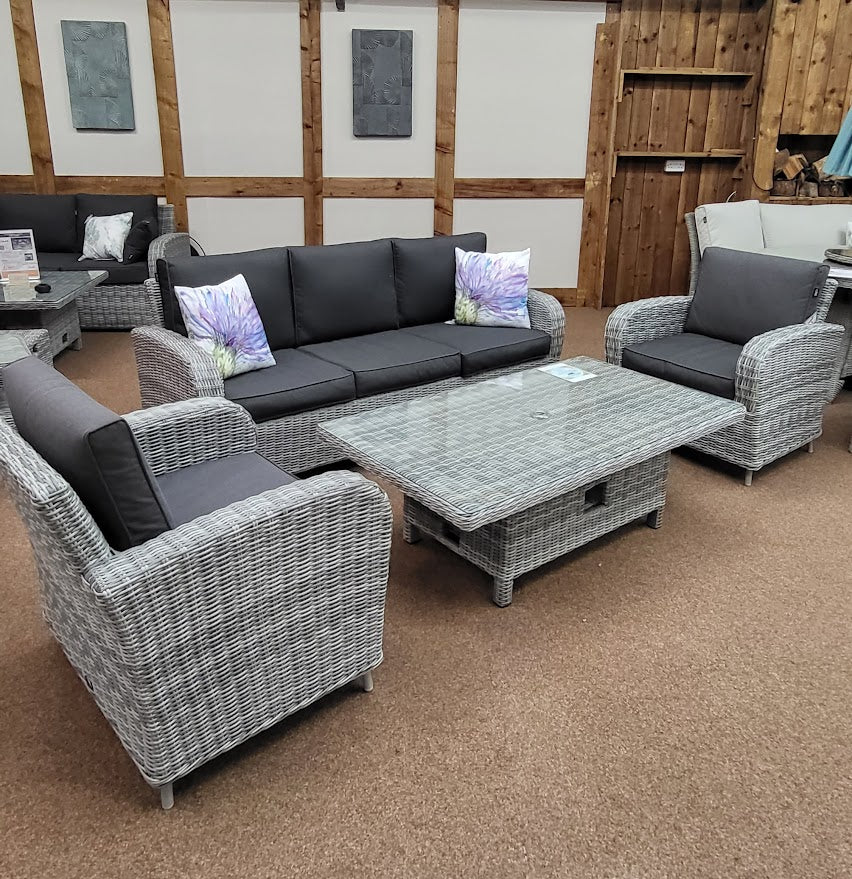 Outdoor 3 Seat Lounge with Adjustable Table in Grey - Club By Harbo